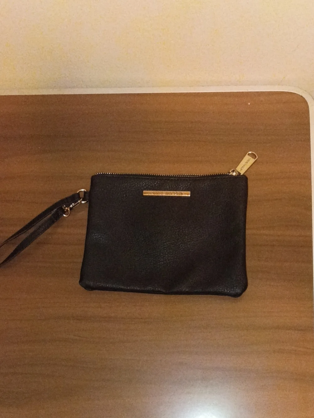 Steve Madden Black Leather Wristlet Clutch